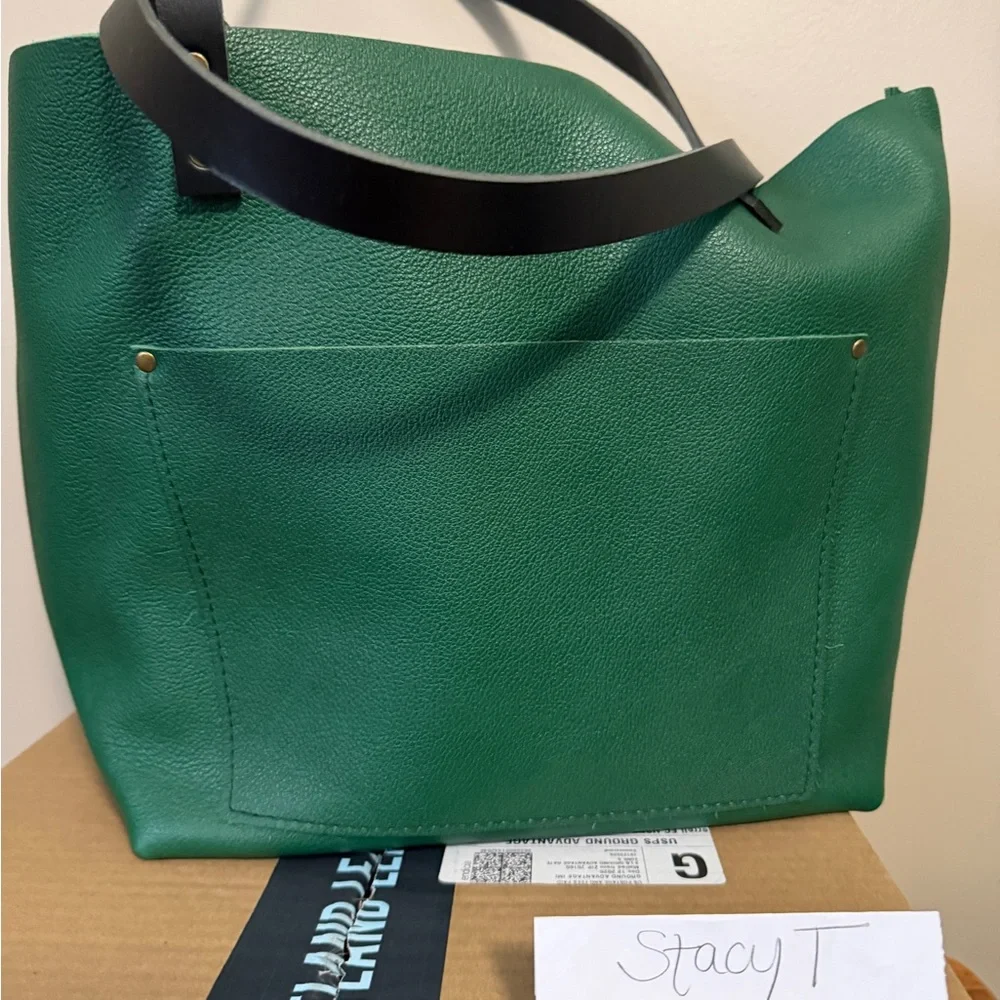 Portland Leather Bacalar Green Leather Tote Bag Large - Picture 6 of 6